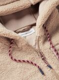 Bej Jacketa Cu Gluga Din Fleece Teddy Cu Croiala Lejera Si Fermoar  Femei