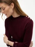Rosu Rochie Midi Flare Cu Maneca Lunga Si Nasture Aurii  Femei