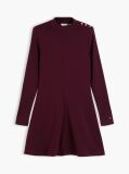 Rosu Rochie Midi Flare Cu Maneca Lunga Si Nasture Aurii  Femei