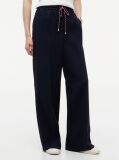 Blue Pantaloni Cu Dunga Global Cordon Si Croiala Larga  Femei