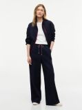 Blue Pantaloni Cu Dunga Global Cordon Si Croiala Larga  Femei