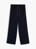 Blue Pantaloni Cu Dunga Global Cordon Si Croiala Larga  Femei