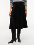 Black Pleated Twill Midi Skirt  Women