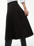 Brown Pleated Twill Midi Skirt  Women