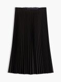 Brown Pleated Twill Midi Skirt  Women