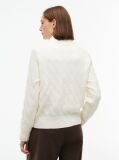 Beige Pure Wool Button Mock Neck Jumper  Women