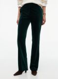 Green Slim Bootcut Velvet Trousers  Women