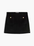 Black Gold-Tone Button Wool Blend Mini Skirt  Women