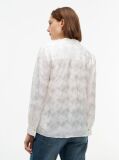 Beige Regular Fit Tie Neck Jacquard Shirt  Women