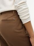 Brown Slim Straight Gabardine Trousers  Women