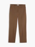 Brown Slim Straight Gabardine Trousers  Women