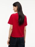 Rosu T-Shirt Din Jerseu Cu Logo Si Guler Rotund  Femei