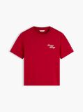 Rosu T-Shirt Din Jerseu Cu Logo Si Guler Rotund  Femei