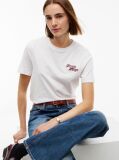 Bej T-Shirt Din Jerseu Cu Logo Si Guler Rotund  Femei