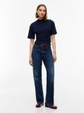 Blue T-Shirt Cu Guler Rotund Si Nasturi Aurii  Femei
