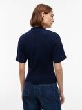 Blue T-Shirt Cu Guler Rotund Si Nasturi Aurii  Femei