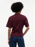 Rosu T-Shirt Cu Guler Rotund Si Nasturi Aurii  Femei