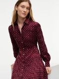Rosu Rochie Tip Camasa Midi Jacquard  Femei