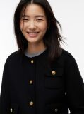 Black Faux Fur Collar Wool Blend Jacket  Women