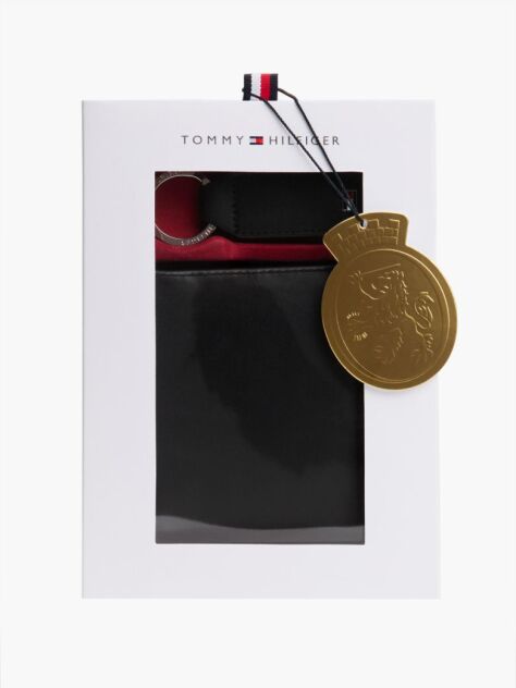 Black Leather Wallet and Key Fob Gift Set  Men