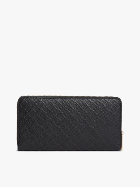 Black Hilfiger Icon Debossed Zip-Around Wallet  Women
