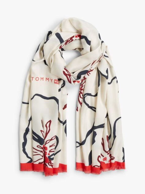 Multi Hilfiger Flag Floral Scarf  Women