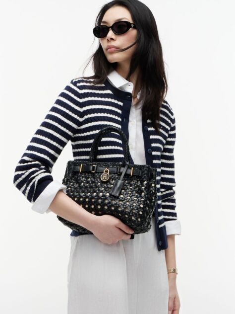 Negru The American Icon Geanta Tote Din Piele Impletita  Femei