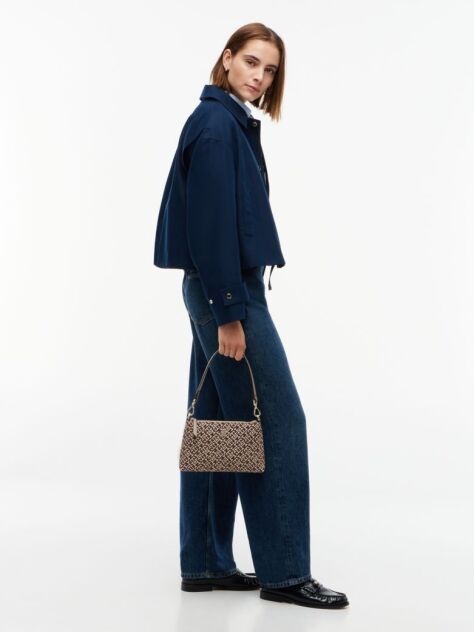 Beige TH Monogram Jacquard Shoulder Bag  Women