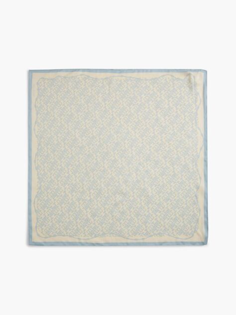 Blue Bandana Din Matase Pura Cu Monograma TH  Femei
