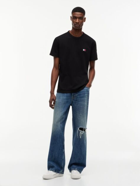 Black Tommy Badge Crew Neck T-Shirt  Men