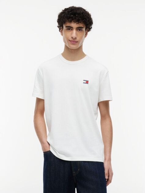 Alb Tricou Cu Guler Rotund Tommy Badge  Barbati