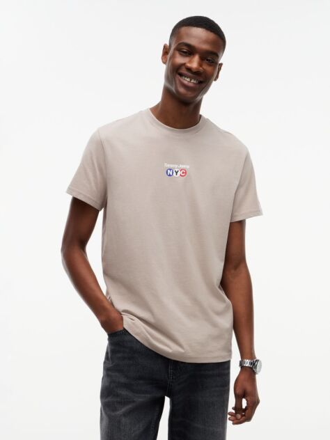 Maro T-Shirt Cu Croiala Slim Logo Si Guler Crew  Barbati