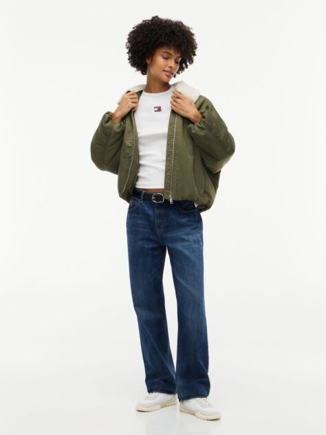 Bej TricouTommy Badge Ribbed Slim   Femei