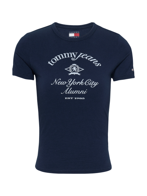 Blue Tricou Cu Croiala Slim Si Logo NYC  Femei