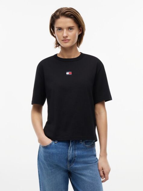 Black Boxy Badge Tee  Women