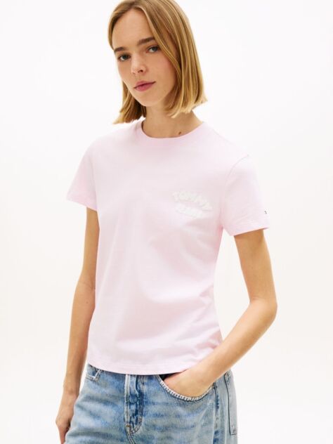Roz Tricou Cu Guler Rotund Si Logo Bubble  Femei