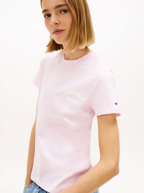 Roz Tricou Cu Guler Rotund Si Logo Bubble  Femei