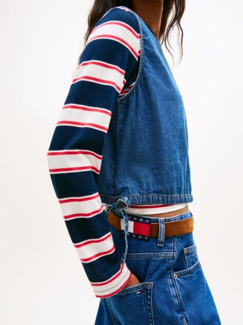 Denim Chambray Bluza Fara Maneci Din Denim  Femei