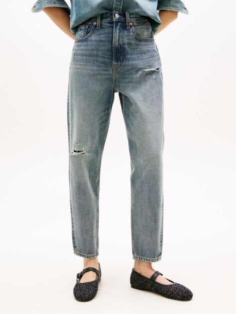 Denim Blugi Mom Jeans Cu Talie Foarte Inalta Si Picior Tapered  Femei
