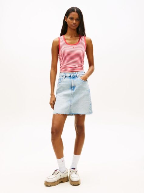 Denim Fusta Mini Din Denim cu Talie Ultra Inalta  Femei