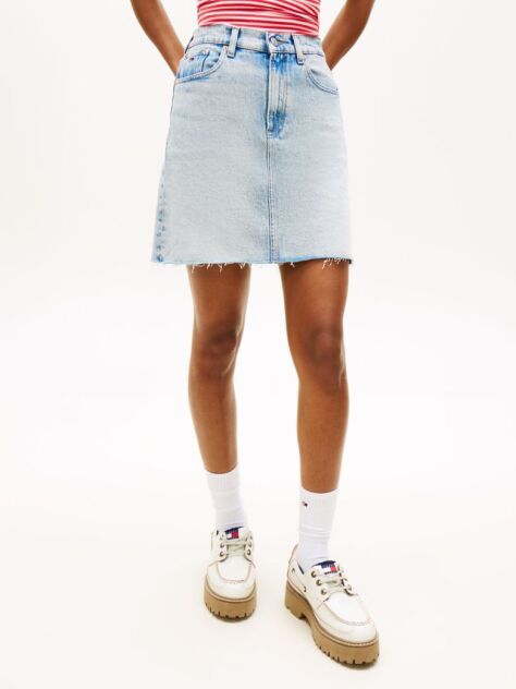 Denim Fusta Mini Din Denim cu Talie Ultra Inalta  Femei