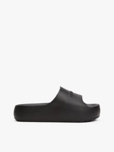 Black Logo Platform Pool Slides  Women