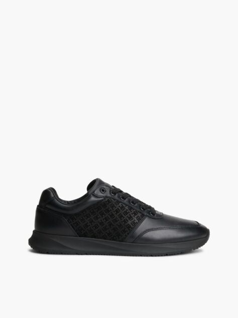 Negru Adidasi Runner Din Piele Cu Mono grama TH  Barbati