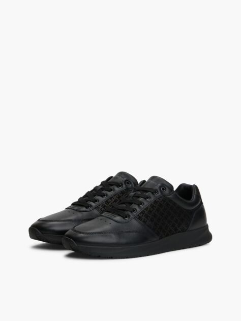Negru Adidasi Runner Din Piele Cu Mono grama TH  Barbati