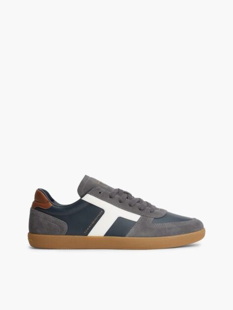 Blue Adidasi Din Piele Cu Texturi Mixte  Barbati