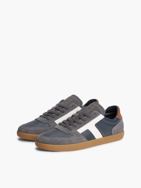 Blue Adidasi Din Piele Cu Texturi Mixte  Barbati