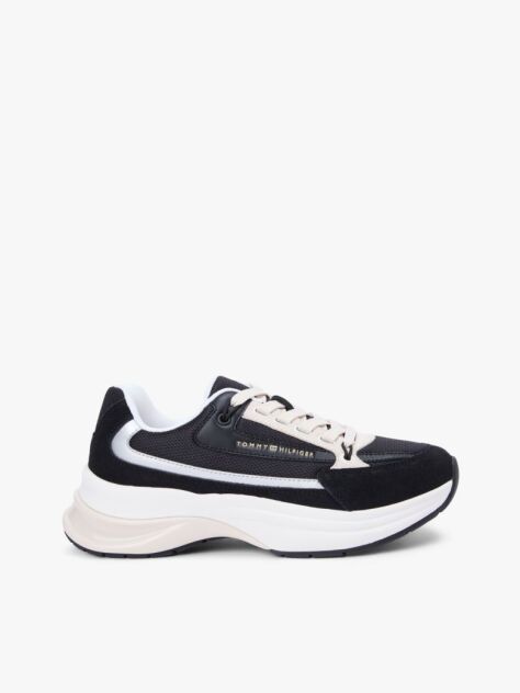Black Suede Chunky Lace-Up Trainers  Women