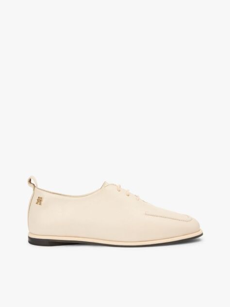 Bej Pantofi Oxford Din Piele Cu Monograma TH  Femei