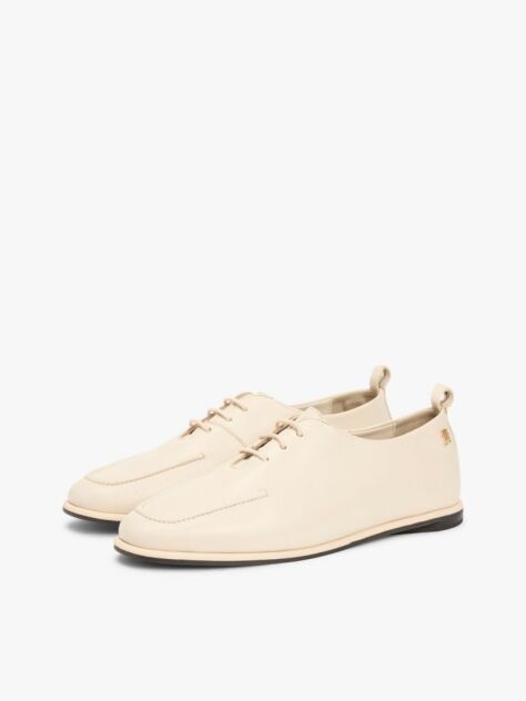 Bej Pantofi Oxford Din Piele Cu Monograma TH  Femei