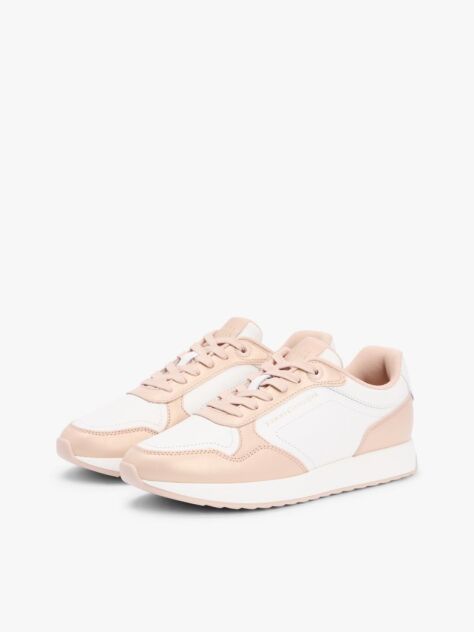 Multi Metallic Logo Leather Serrated Trainers  Women